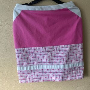 Halogen Pink & Grey Patterned Pencil Skirt Size 6 Preppy‎ Chic Barbie Solid